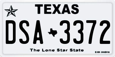 TX license plate DSA3372