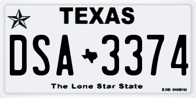 TX license plate DSA3374