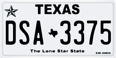 TX license plate DSA3375