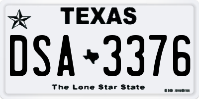 TX license plate DSA3376
