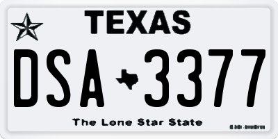 TX license plate DSA3377