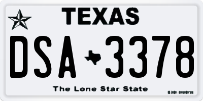TX license plate DSA3378