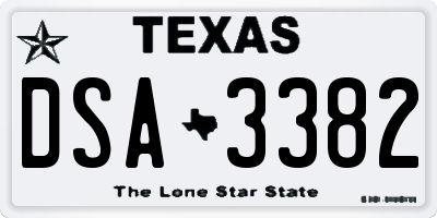 TX license plate DSA3382