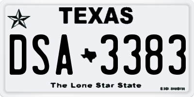 TX license plate DSA3383