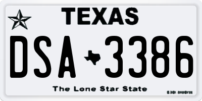 TX license plate DSA3386