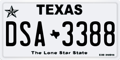 TX license plate DSA3388