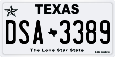 TX license plate DSA3389