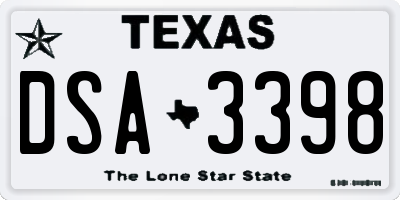 TX license plate DSA3398