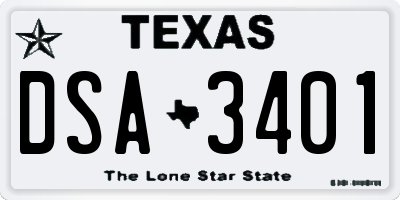 TX license plate DSA3401