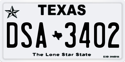 TX license plate DSA3402