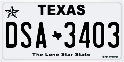 TX license plate DSA3403