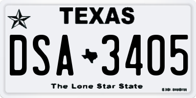TX license plate DSA3405