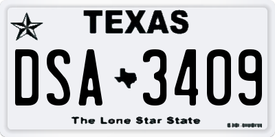 TX license plate DSA3409