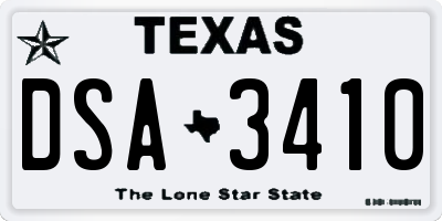 TX license plate DSA3410