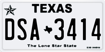 TX license plate DSA3414