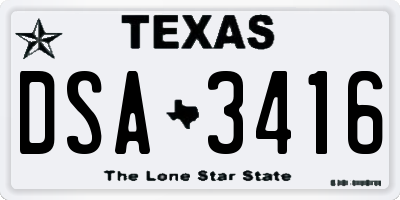 TX license plate DSA3416