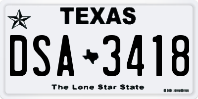 TX license plate DSA3418