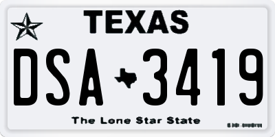 TX license plate DSA3419