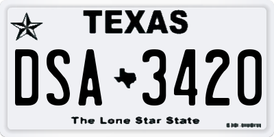 TX license plate DSA3420