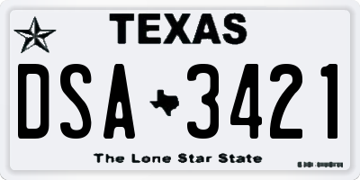 TX license plate DSA3421