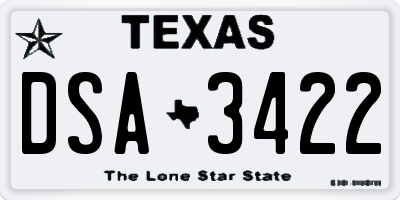 TX license plate DSA3422