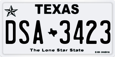 TX license plate DSA3423