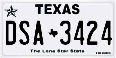 TX license plate DSA3424