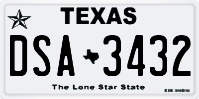 TX license plate DSA3432
