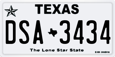 TX license plate DSA3434