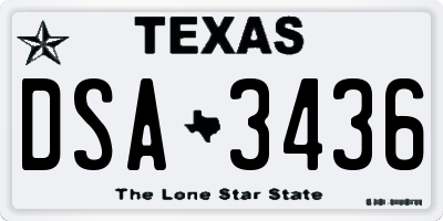 TX license plate DSA3436