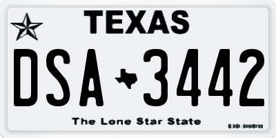 TX license plate DSA3442