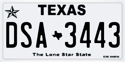 TX license plate DSA3443