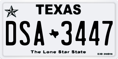 TX license plate DSA3447
