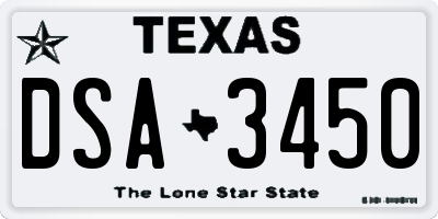 TX license plate DSA3450