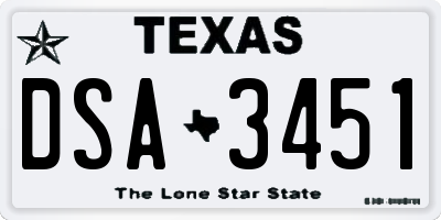 TX license plate DSA3451