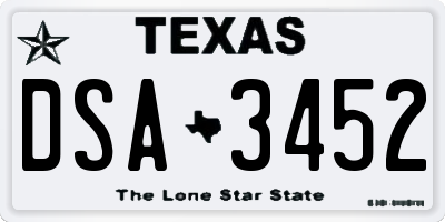 TX license plate DSA3452