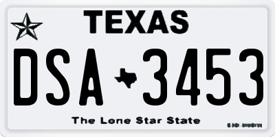 TX license plate DSA3453