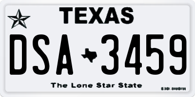 TX license plate DSA3459