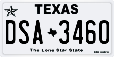 TX license plate DSA3460