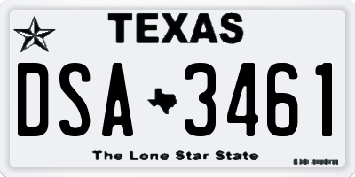 TX license plate DSA3461