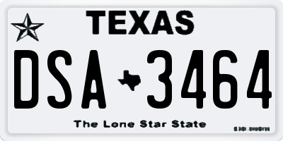 TX license plate DSA3464