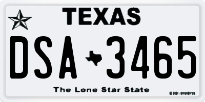 TX license plate DSA3465