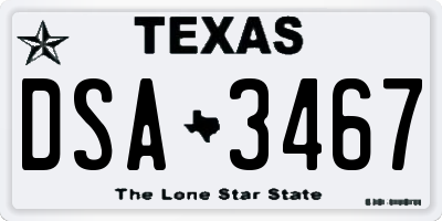 TX license plate DSA3467