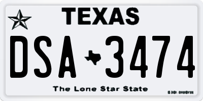TX license plate DSA3474