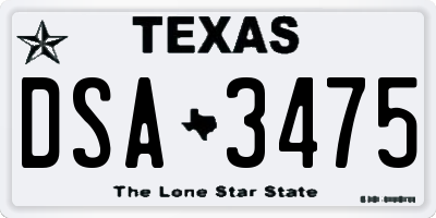 TX license plate DSA3475
