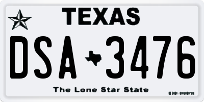 TX license plate DSA3476