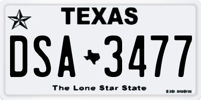 TX license plate DSA3477