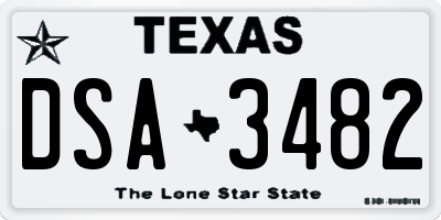 TX license plate DSA3482