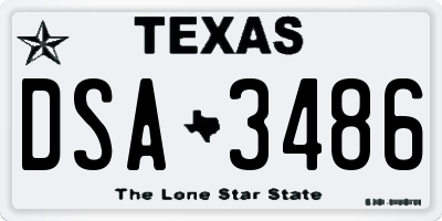 TX license plate DSA3486