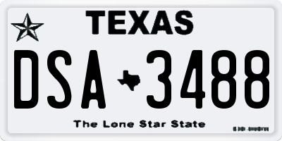 TX license plate DSA3488